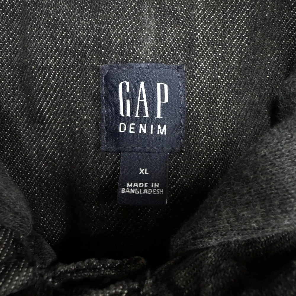 Gap Kids Size XL (12), Washed Black Denim Jacket Jersey Hood Classic Trucker NEW
